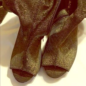 Knee high open toe heels